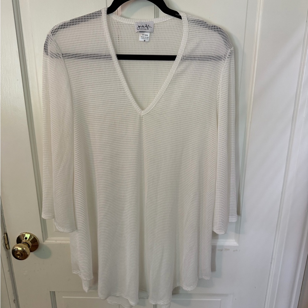 Jordan Taylor White Mesh V-Neck Tunic